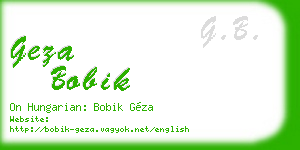 geza bobik business card